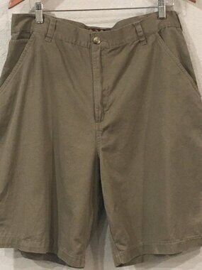 VTG Old College Inn Men 36 Shorts Green Khaki Carpenter Loop Utility 100% Cotton